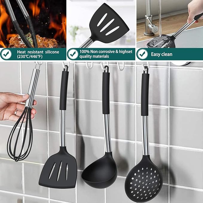 Silicone Cooking Utensil Set, Umite Chef 15pcs Silicone Cooking Kitchen - Image 5