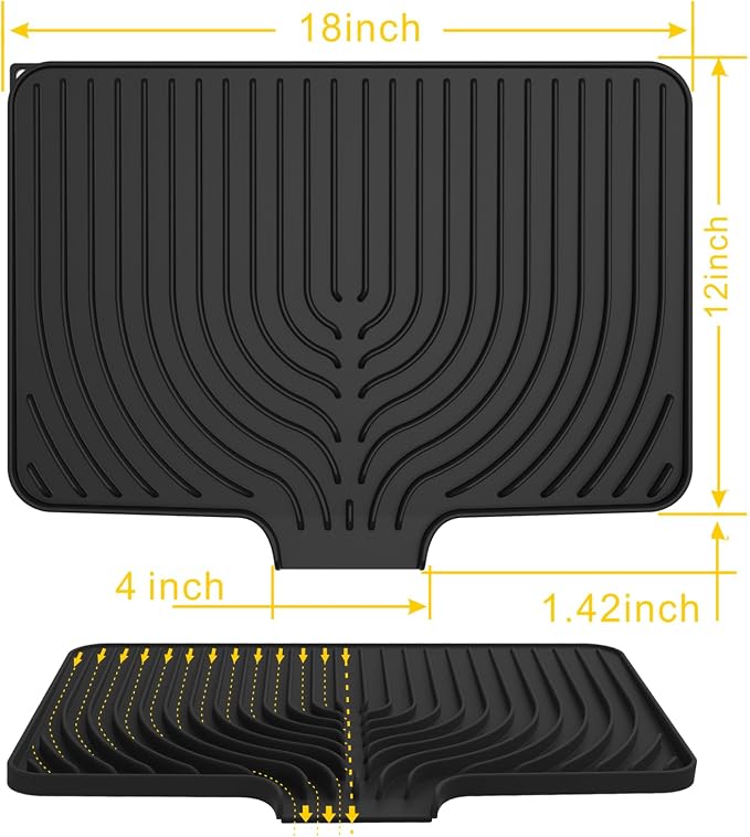Silicone Dish Drying Mat for Kitchen Counter, Dish Drying Rack Mat - Image 3