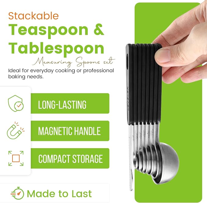 Spring Chef Stainless Steel Magnetic Measuring Spoons Set of 8 - Image 6