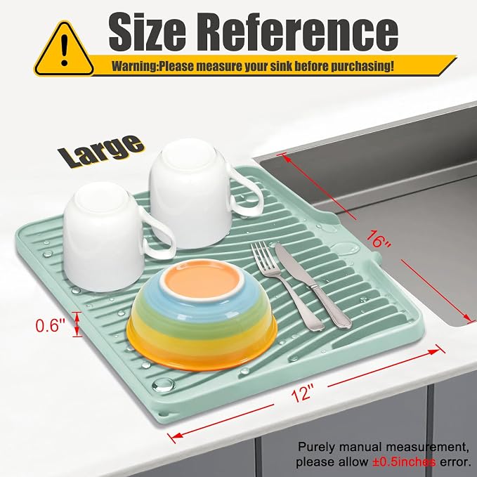 TIKNIK Silicone Dish Drying Mat, Stone Drying Mat - Image 2