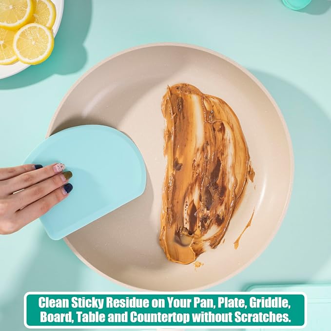 Silicone Dough Scraper with Stainless Steel Sheet, Curved Edge Flexible Bowl - Image 6