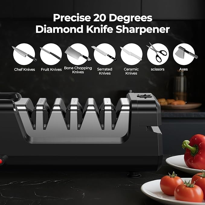 Electric Knife Sharpener, Precise 20° Diamond Knife Sharpener - Image 2