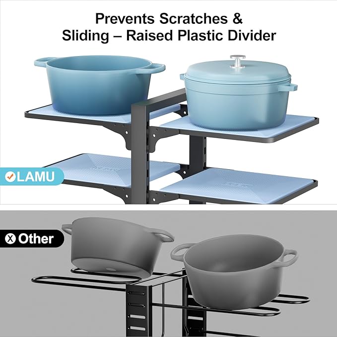 LAMU Pots and Pans Organizer under Cabinet, 8-Tier Heavy Duty Pan Organizers - Image 2
