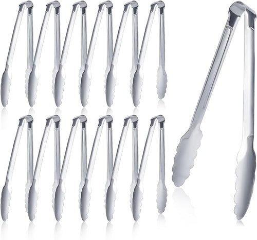 12 pieces Buffet Tongs 9'' Inches Serving Tongs Heavy Duty Stainless steel by XEVOM