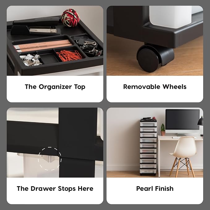 IRIS USA Plastic Drawer Storage Organizer Rolling Cart, - Image 8