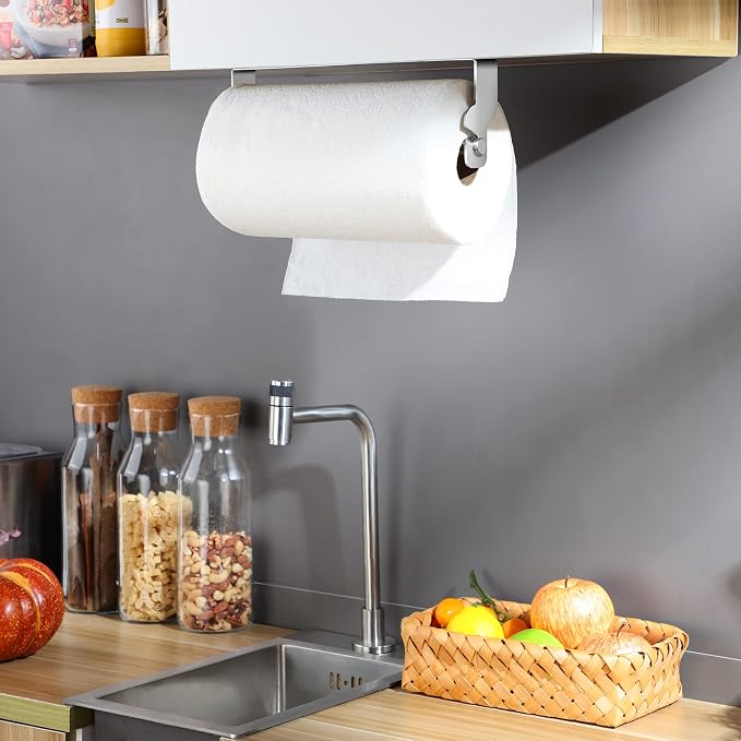 ZUNTO Paper Towel Holder Cabinet Door or Under Cabinet, Self Adhesive Big Roll - Image 5