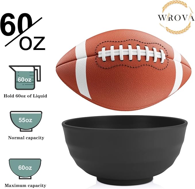 Wrova Wheat Straw Bowls Set 60 OZ Unbreakable Large Cereal Bowls Set of 6 - Image 3