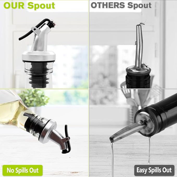 Showvigor Olive Oil Dispenser Bottles, 2 Pourers and 1 Funnel - Image 5