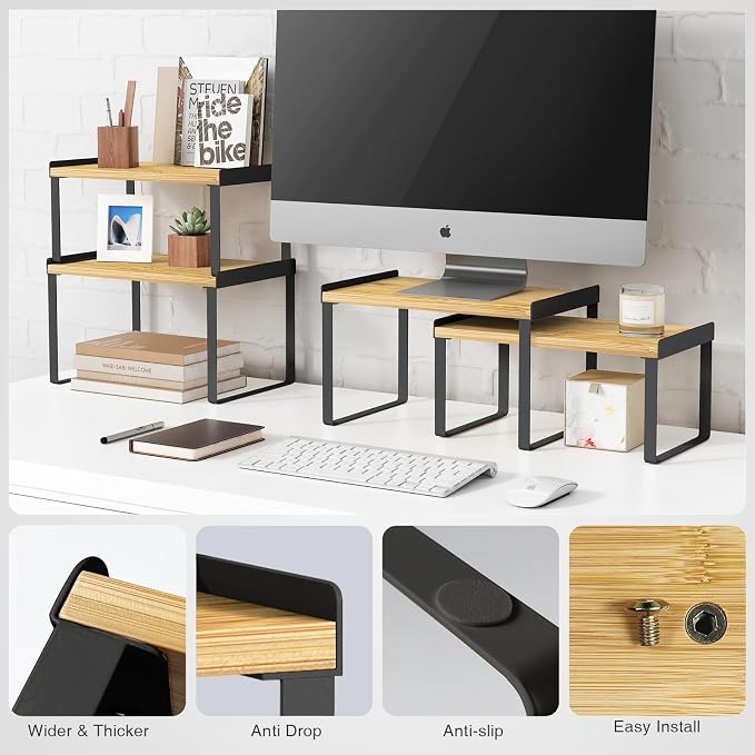 Goozii Cabinet Shelf Organizer Set of 4, Kitchen Counter Shelf Riser - Image 5