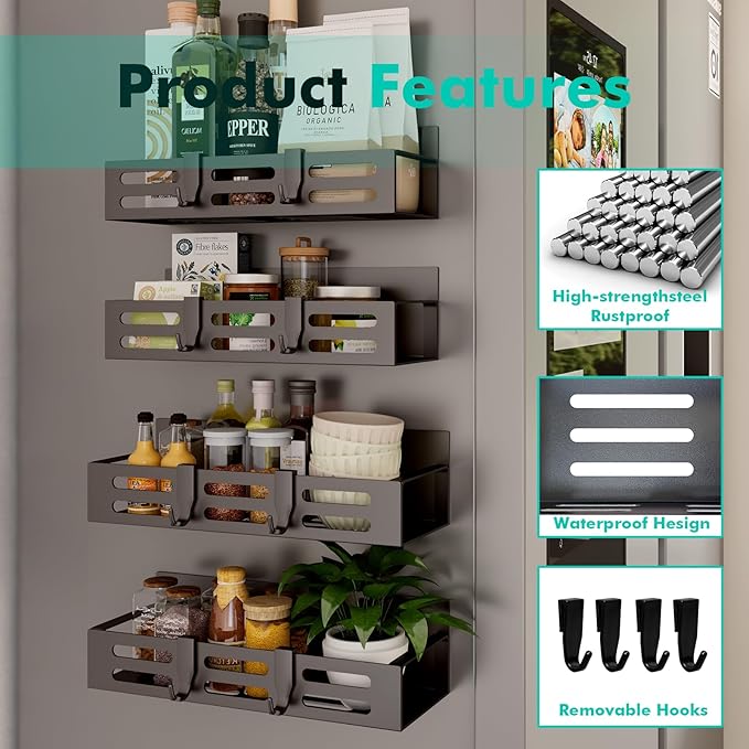 SETBAOO 4 Pack Magnetic Spice Rack - Image 4