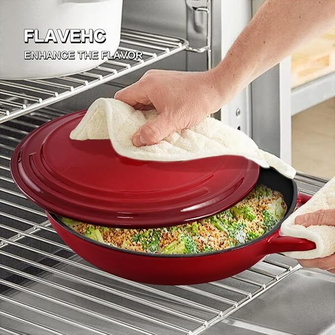 Flavehc Braiser Enameled Cast Iron Braiser 3 qt Braiser Pan - Image 7