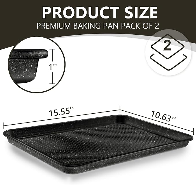 Wildone Baking Sheet Pan Set, Honeycomb Embossed Nonstick Baking Sheet 15x10 In - Image 2