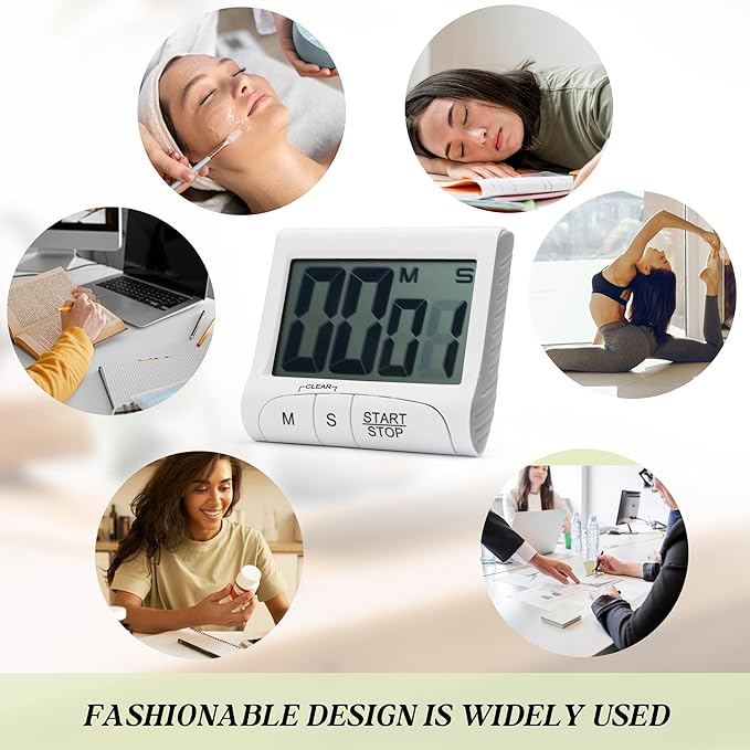 Large LCD Display Kitchen Timer -Magnetic Digital Timers, Loud Alarm, Memory - Image 6