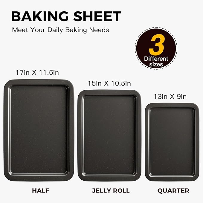 HONGBAKE Ceramic Baking Sheet Pan Set, Cookie Sheet - Image 3