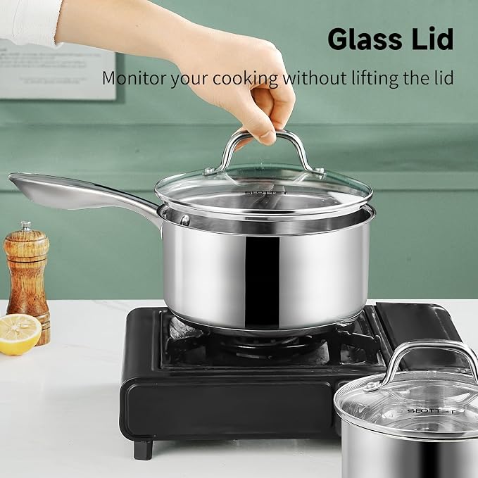 SLOTTET 1Qt & 2Qt & 3QT Stainless Steel Sauce Pan Set - Image 7