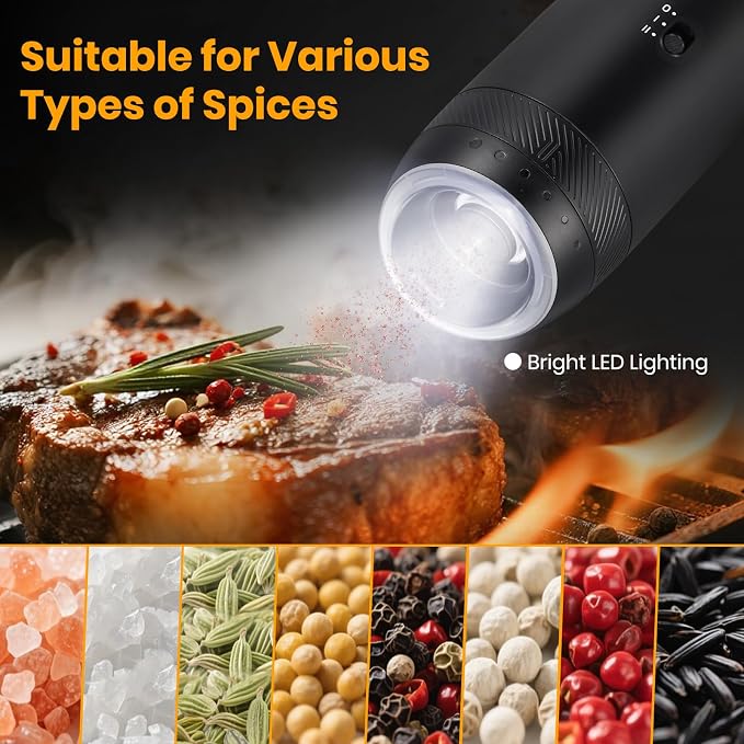 Rechargeable Gravity Electric Salt Grinder Set - Image 7