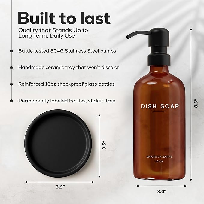 Amber Glass Dish Soap Dispenser - Image 3