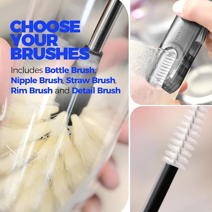Holikme 6 Pack Bottle Brush Tube Set, 3 Straw Brushes, Portable 3-in-1 Bottle - Image 4
