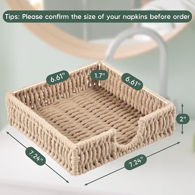 Napkin Holder for Table, Woven Cotton Rope Napkin Holders For Paper Napkins - Image 2