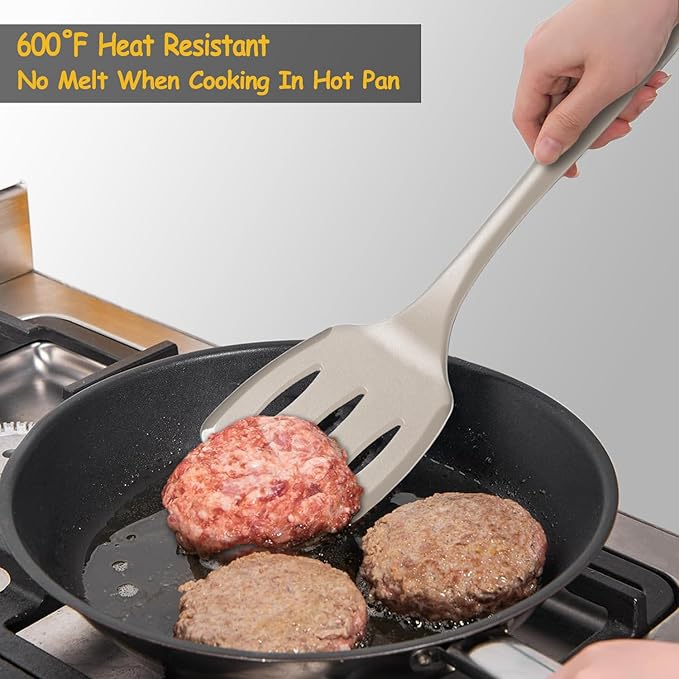 Silicone Spatula Set, 600°F Heat Resistant Silicone Spatula Turner Flipper - Image 5