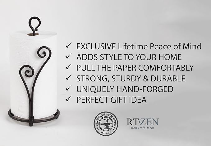RTZEN Matte Black Paper Towel Holder Countertop - Image 2
