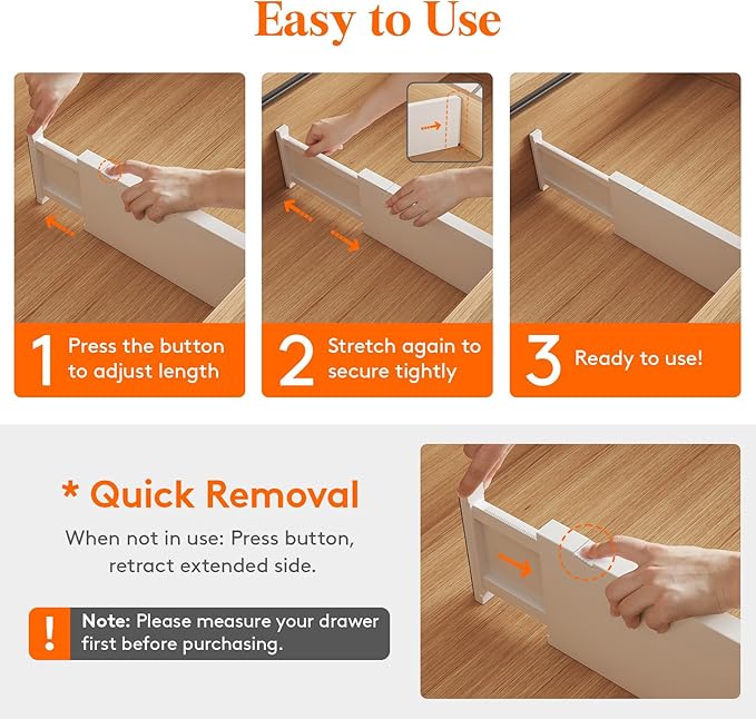 Lifewit 10 Pack 5" High Drawer Dividers 34-56cm/13.5-22" Adjustable Drawer - Image 7