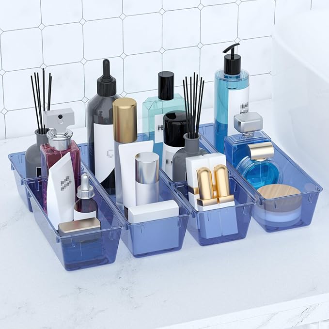 WOWBOX 12 Pack Clear Drawer Organizer Set, Acrylic Drawer Storage Trays - Image 6