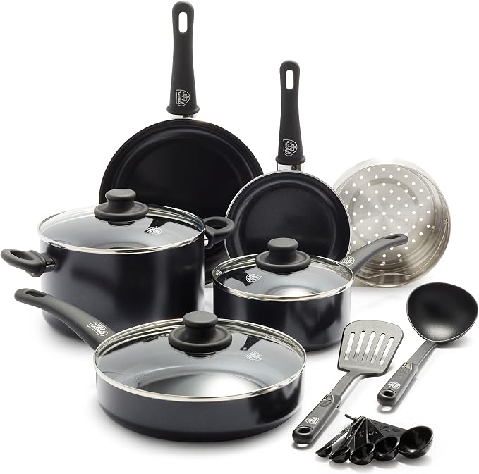 GreenLife Soft Grip Healthy Ceramic Nonstick 12 Piece Kitchen Cookware Pots and by GreenLife