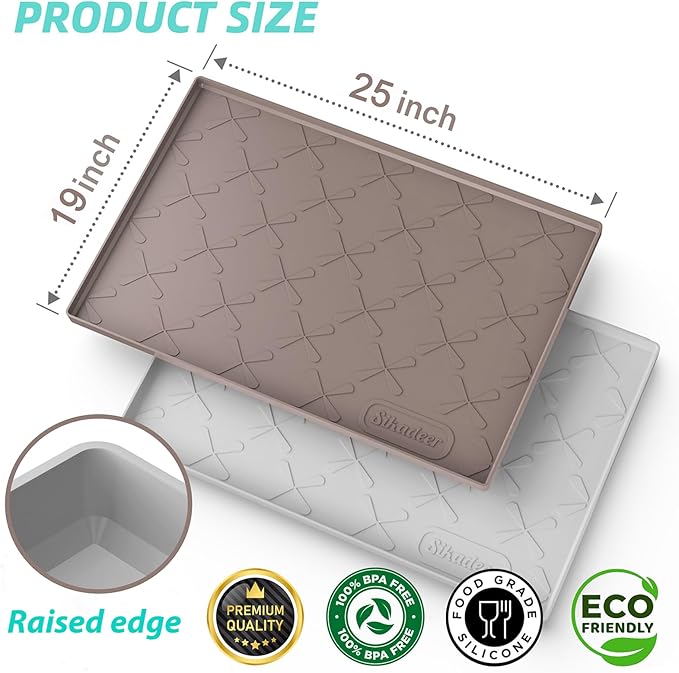 SIKADEER 25" x 22" Under Sink Mat Waterproof, Silicone Mat Kitchen Drawer Shelf - Image 3