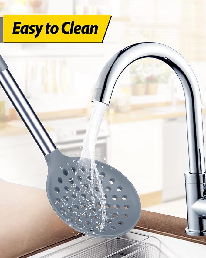 Kitchen Ladle Strainer Set of 2 Large Slotted Spoon - Image 5