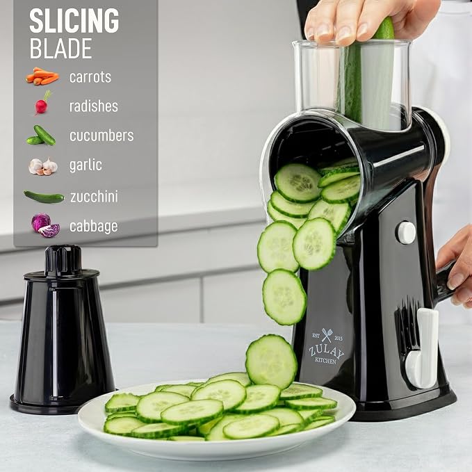 Zulay Kitchen Rotary Cheese Grater 5 Blade Cheese Shredder - Image 5