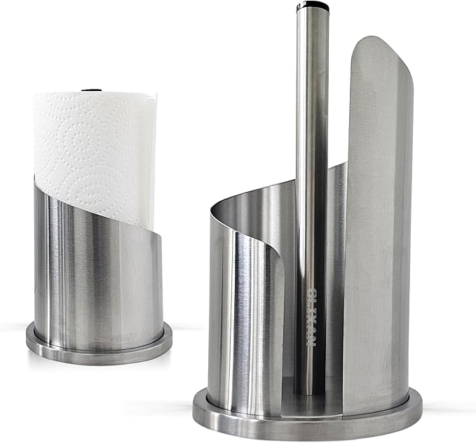 Stainless Steel Paper Towel Holder Countertop, Modern Spiral Cover Design by OLIXAN