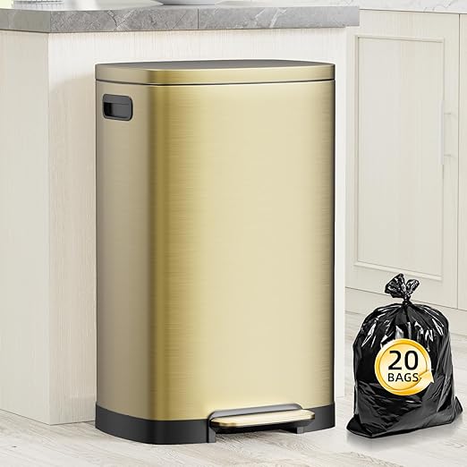 KdbK 13 Gallon Trash Can with Lid, 50L Fingerprint Proof Stainless Steel by trashcan