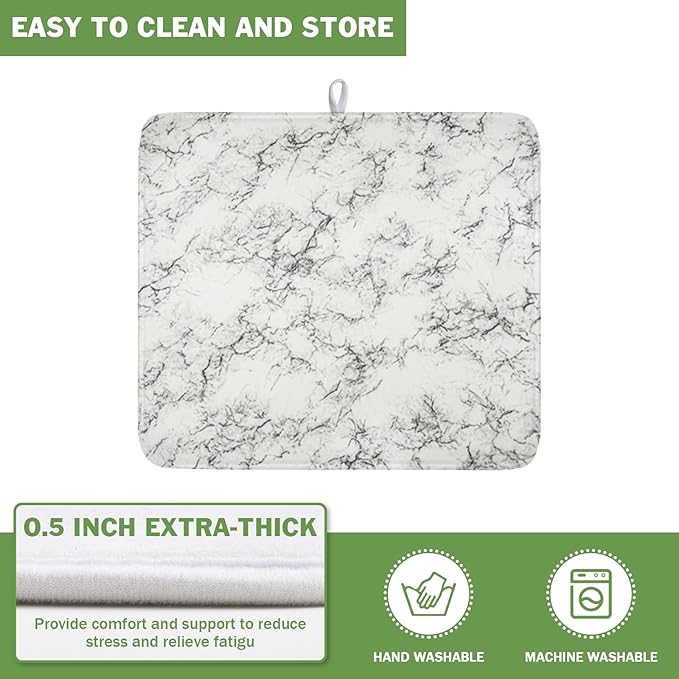 White Grey Marble Dish Drying Mat - Image 5