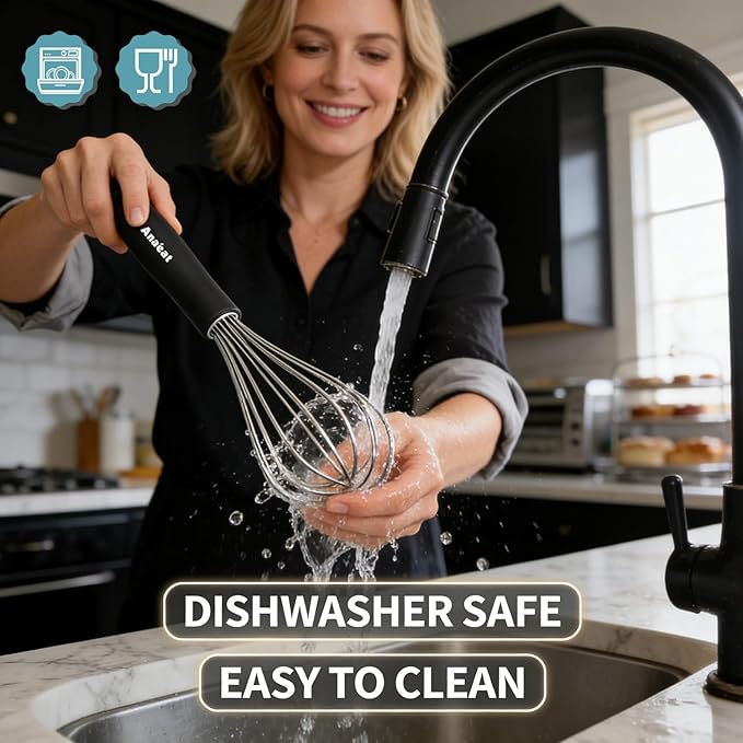 Anaeat Stainless Steel Kitchen Whisk Set of 5, Milk and Egg Beater Blender - Image 7