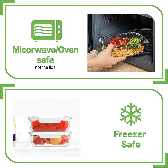 8 Pack 36oz Large Glass Meal Prep Containers - Image 4