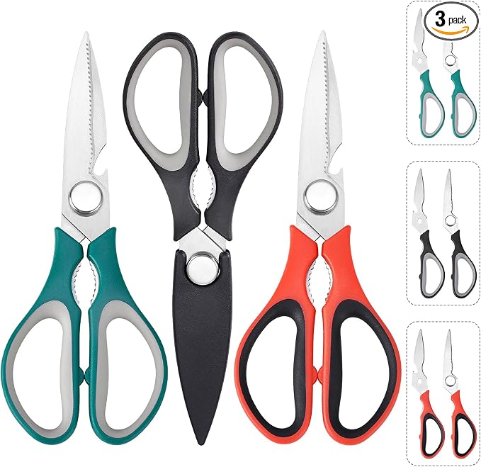 3-Pack Kitchen Scissor All Purpose Kitchen Shears Heavy Duty Scissors Stainless by KITNATS