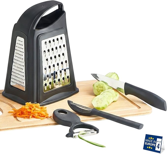 Hakan Grater, Chop and Peel Set | Handheld 3-Sided Grater by HAKAN