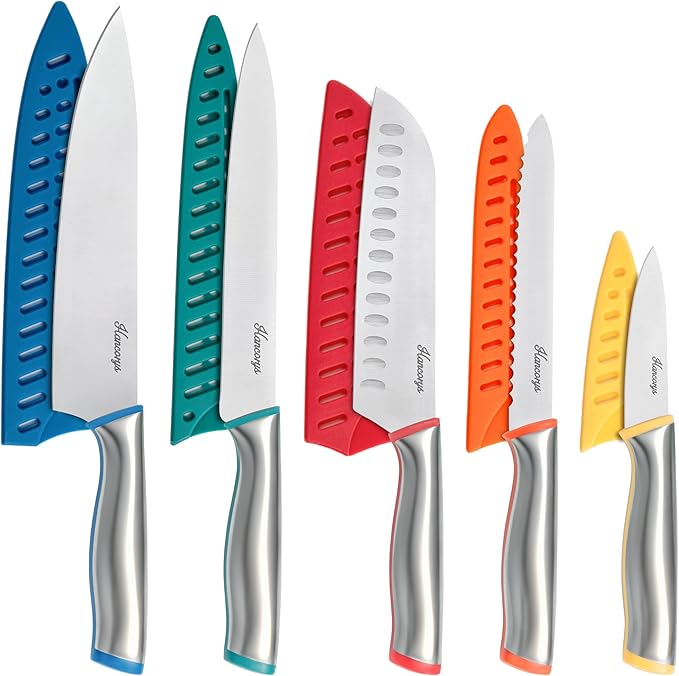 Knife Set, Enduring Razor-Sharp German High Carbon Stainless Steel Chef Knife by EnergizeYourCooking