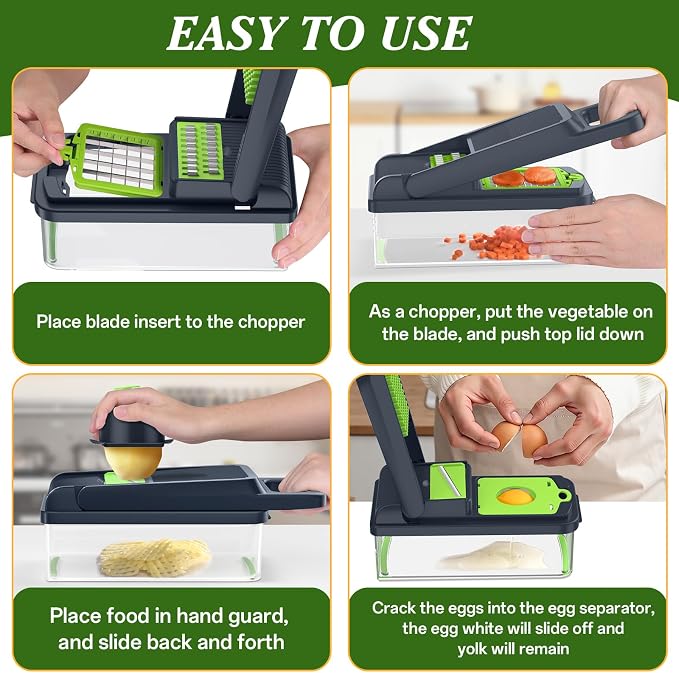 HomeHacks Vegetable Chopper Vegetable Cutter, 12 in 1 Kitchen Gadget, Onion - Image 6