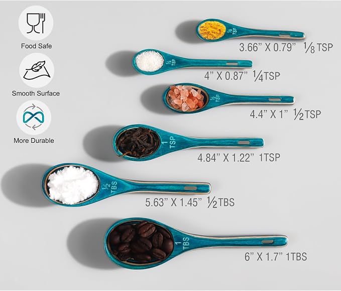 6pcs Measuring Spoons Set, Unique Pakkawood Measuring Spoons Includes 1/8 tsp - Image 7