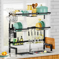Over The Sink Dish Drying Rack, Expandable Length 3-Tier Large Stainless Steel by HOWDIA