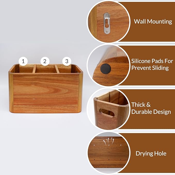 Wooden Kitchen Utensil Holder Organizer - Image 4