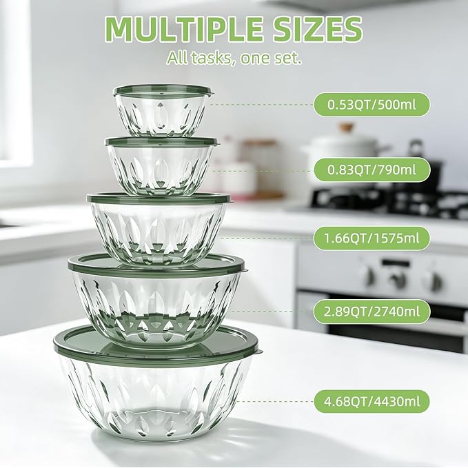 Luvan 5-Pack Glass Mixing Bowls - Image 2