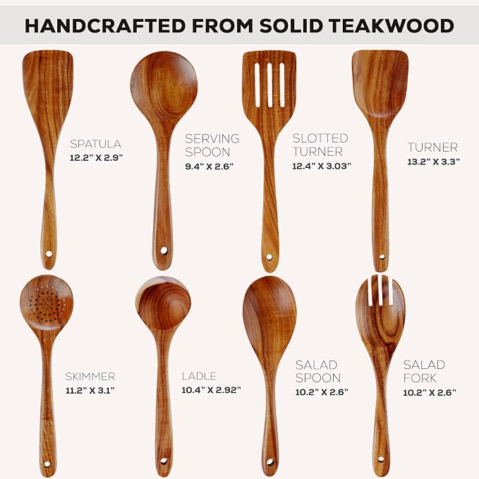 Zulay Kitchen Premium 8-Piece Wooden Spoons - Image 3