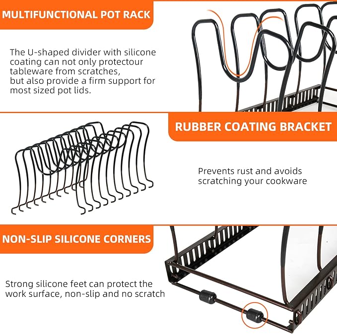 Pot Rack Organizer -Expandable Pot and Pan Organizer - Image 4