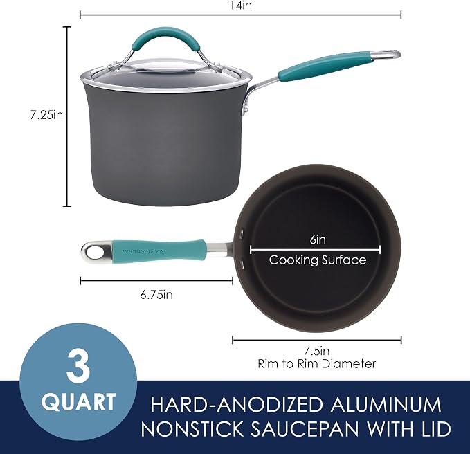 Rachael Ray Cucina Hard Anodized Nonstick Sauce Pan/Saucepan - Image 2