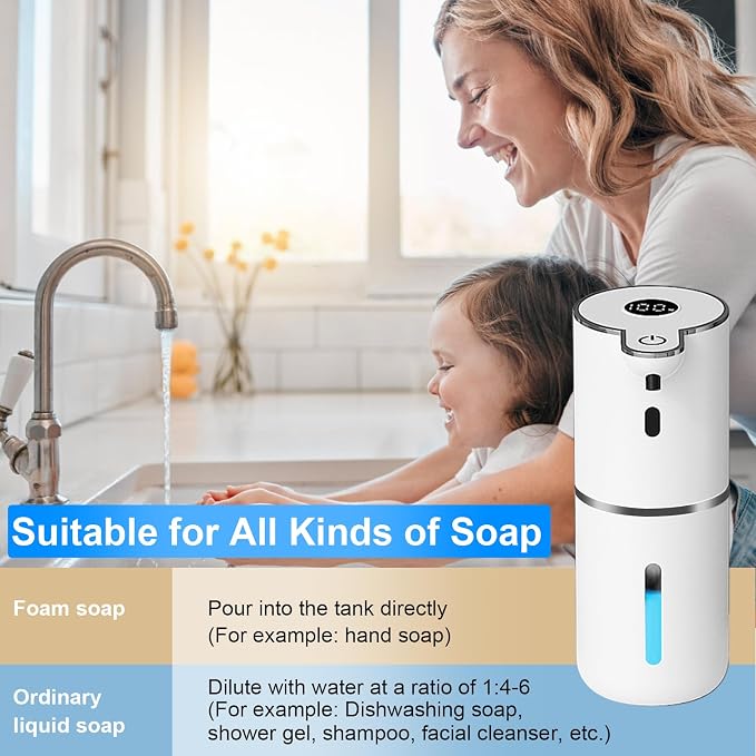 OHIFAST Automatic Foaming Soap Dispenser Touchless, USB Rechargeable Smart Hand - Image 6
