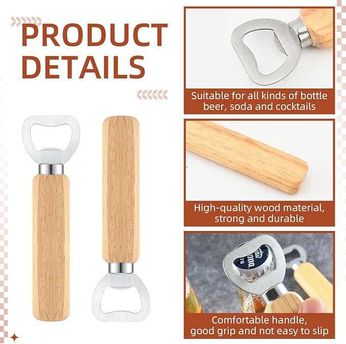50 Pcs Wooden Bottle Opener Bulk Wooden Beer Opener Engravable DIY Bottle Opener - Image 3