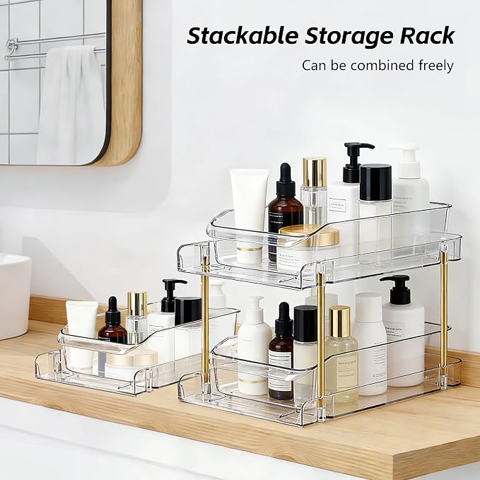 LAREKUN2pack 2-Tier Organizer & Storage Unit Stackable Bathroom Cabinet - Image 4